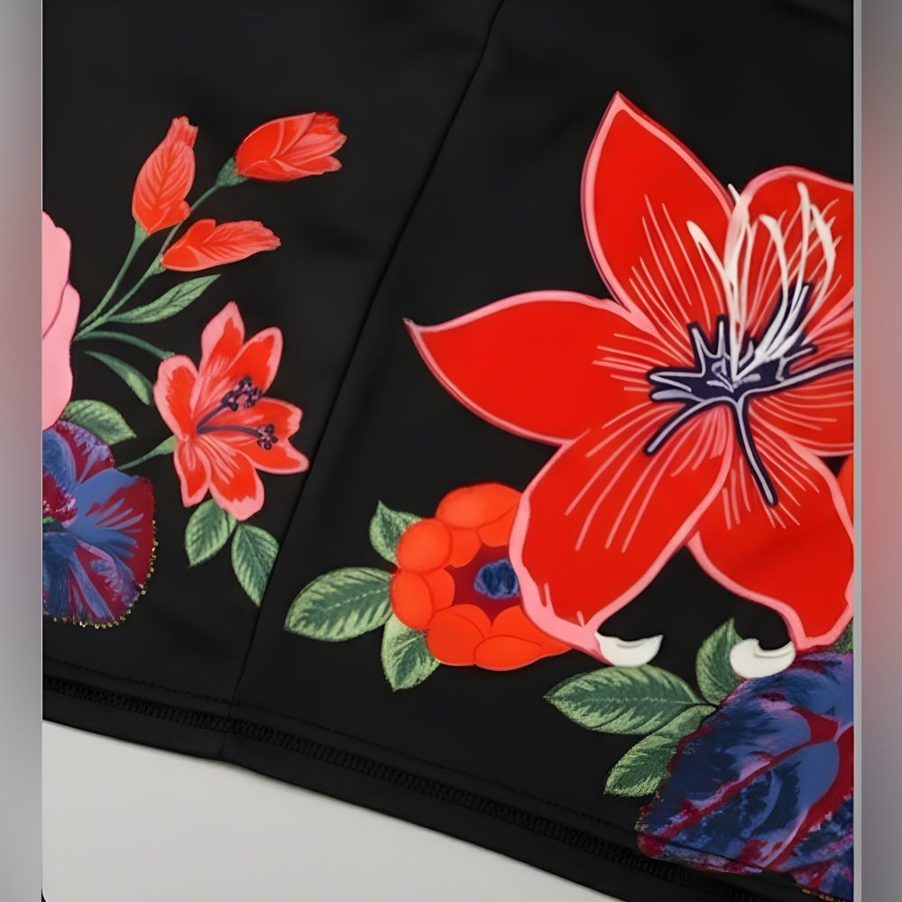 Floral Pattern Bandeau Mini Dress Black - Picture 4 of 5